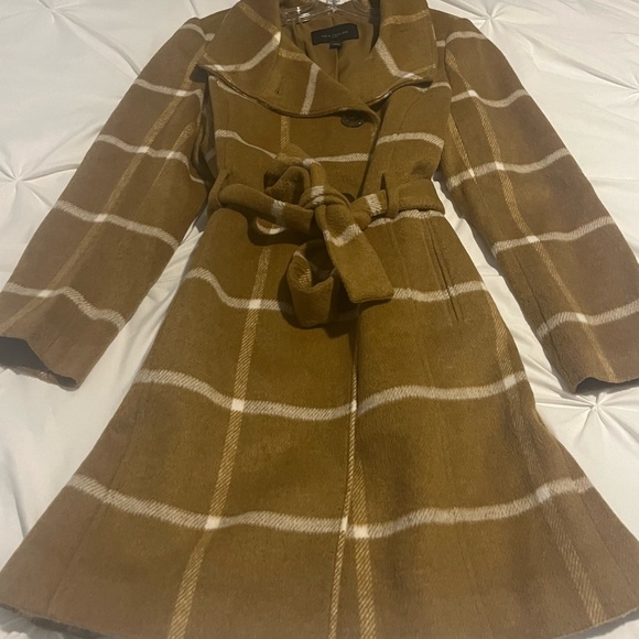 Ann Taylor Plaid Coat Tan Small - Picture 1 of 11